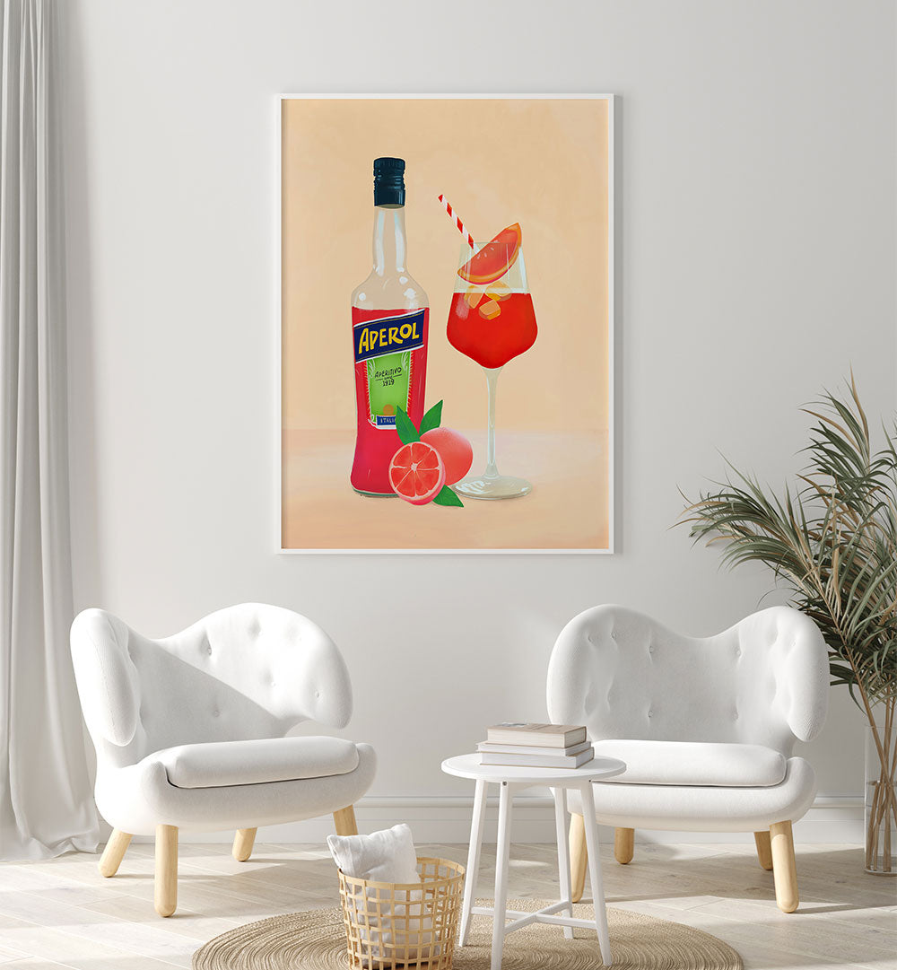 APEROL SPRITZ II , BAR art print featuring bottle and cocktail glass