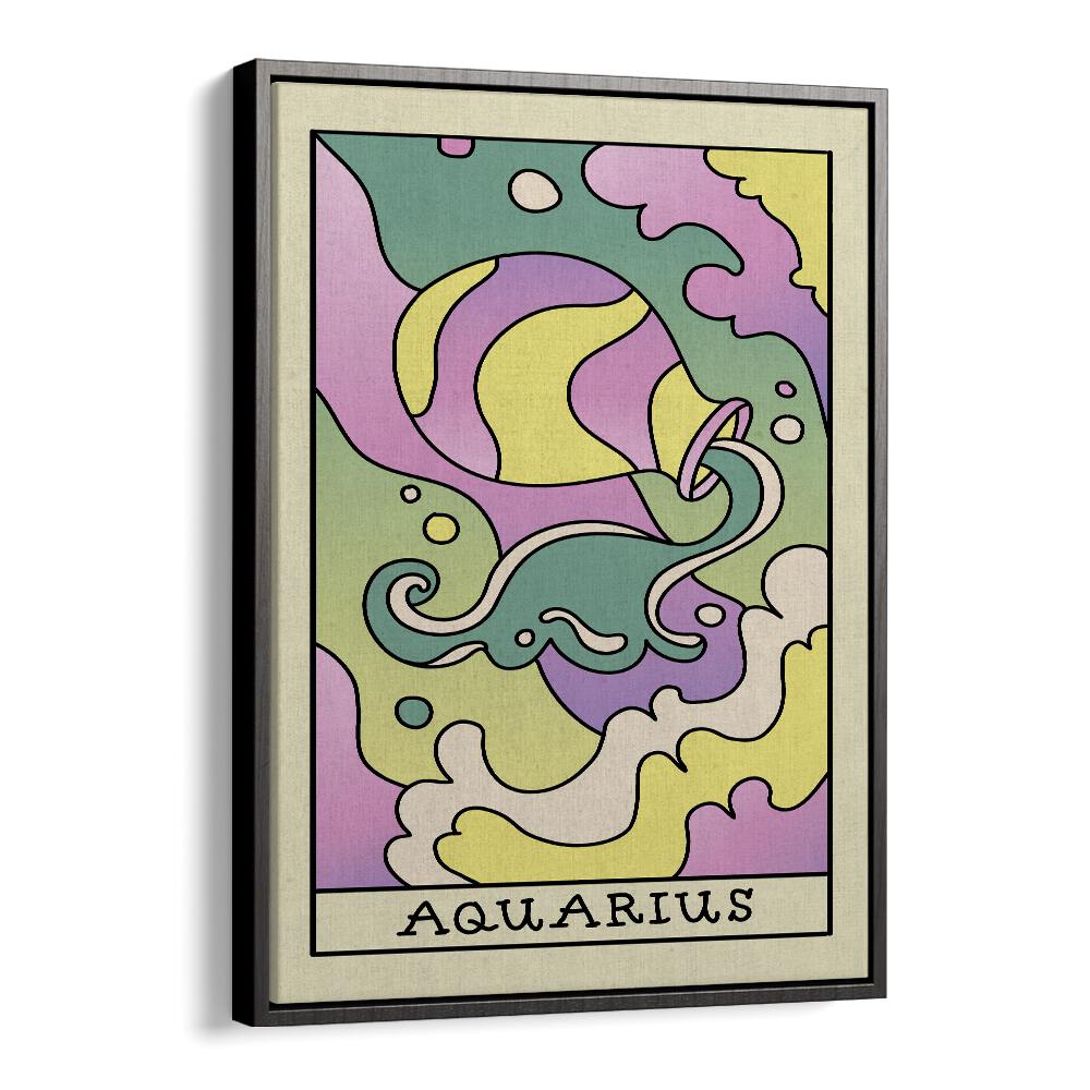 Aquarius Zodiac & Tarot Art Artwork in Black Floater Frame