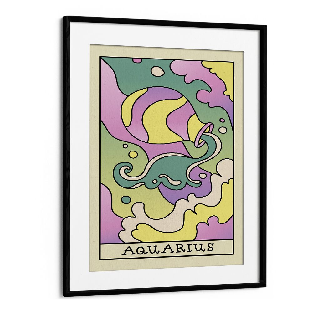 Aquarius Zodiac & Tarot Art Artwork in Black Frame With Mount