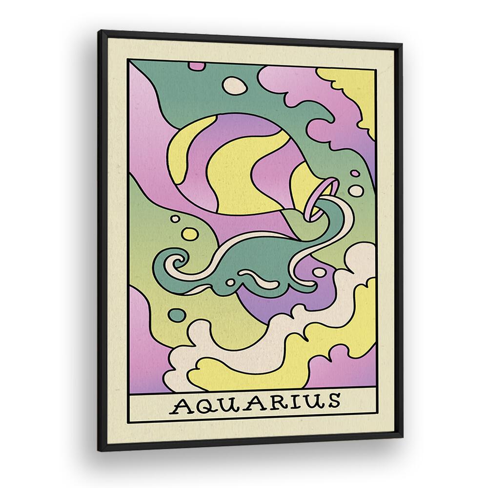 Aquarius Zodiac & Tarot Art Artwork in Black Plain Frame