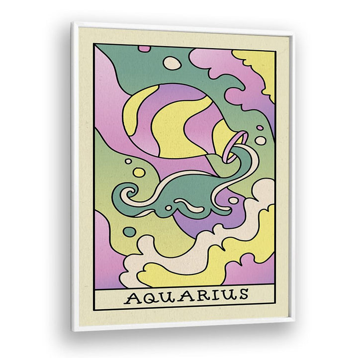 Aquarius Zodiac & Tarot art Artwork in White Plain Frame