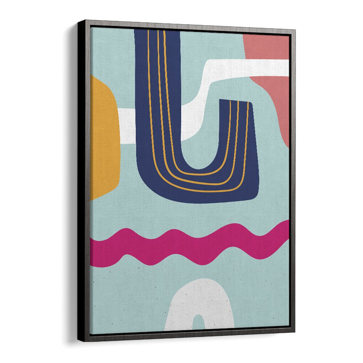 Aquatic Boho Pattern Boho Art Artwork in Black Floater Frame