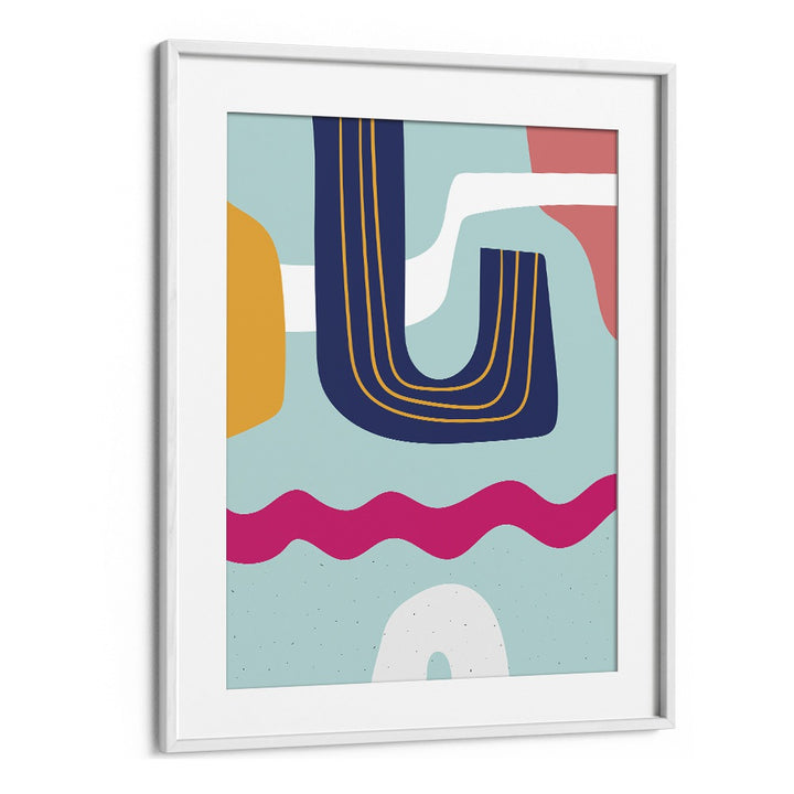 Aquatic Boho Pattern Boho  Art Artwork in White Frame With Mount