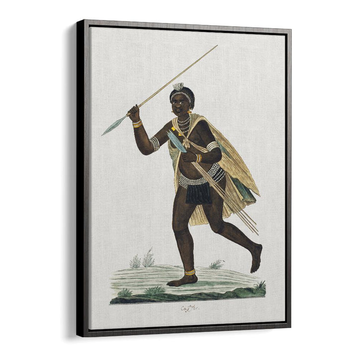 Assegais African Art Artwork in Black Floater Frame