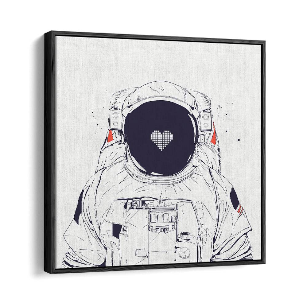 Astronaut Love By Balazs Solti Astronaut & Nasa Paintings, Space Art Prints Artwork in Black Floater Frame
