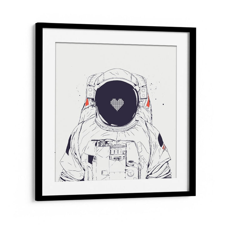 Astronaut Love By Balazs Solti Astronaut & Nasa Paintings, Space Art Prints Artwork in Black Frame With Mount
