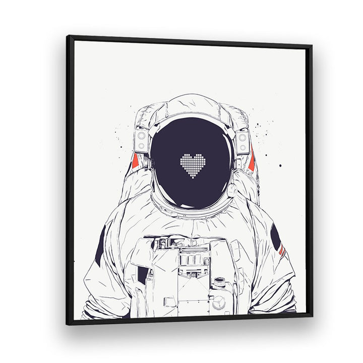 Astronaut Love By Balazs Solti Astronaut & Nasa Paintings, Space Art Prints Artwork in Black Plain Frame
