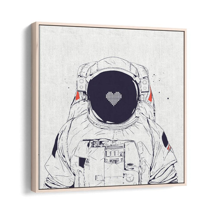 Astronaut Love By Balazs Solti Astronaut & Nasa Paintings, Space Art Prints Artwork in Oak Wood Floater Frame
