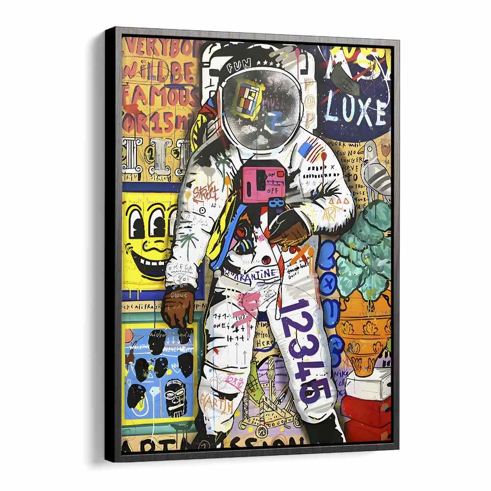 Astronaut X Pop Pop Art Artwork in Black Floater Frame