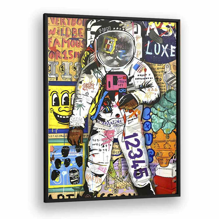 Astronaut X Pop Pop Art Artwork in Black Plain Frame