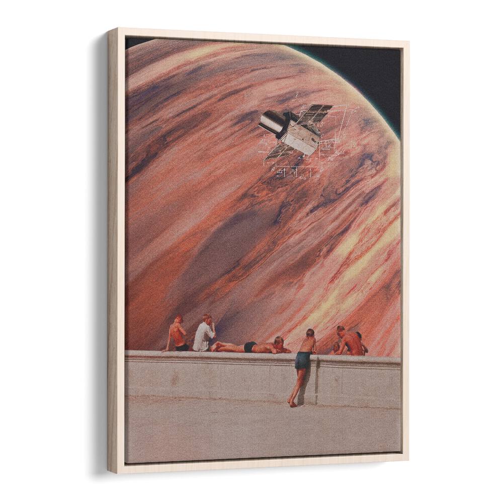 Astronomia Surreal Art Artwork in Oak Wood Floater Frame
