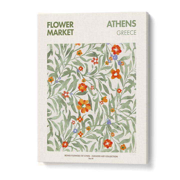 Athens  Flower Market Botanical Flower Paintings Artwork in Gallery Wrap