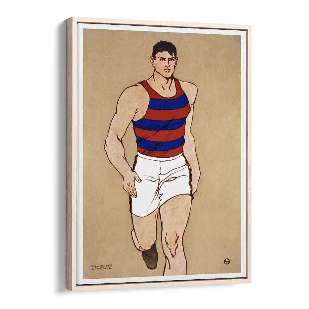 Athlete (Ca. 1908) Edward Penfield art painting Artwork in Oak Wood Floater Frame