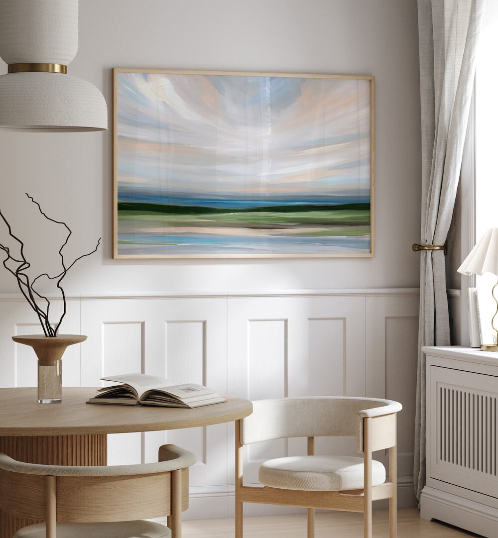 Stunning "AT SUNRISE, ABSTRACT PAINTINGS" enhances home decor with enchanting morning light art. Perfect for your space.