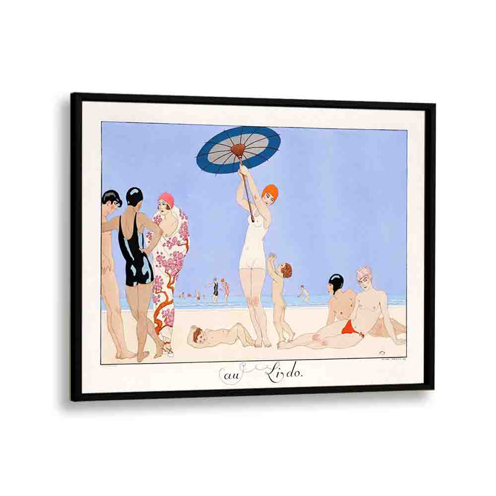 Au Lido Plate No.14 (1920) George Barbier art painting Artwork in Black Plain Frame