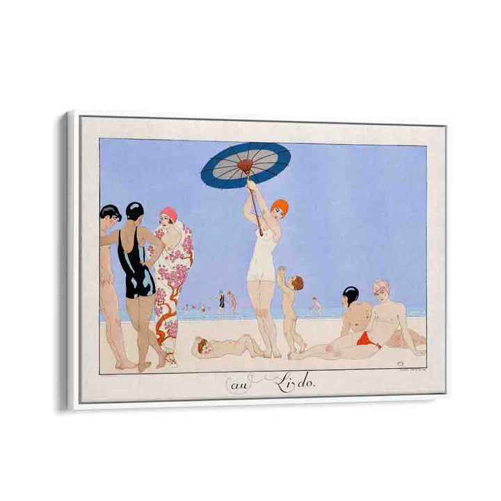 Au Lido Plate No.14 (1920) George Barbier art painting Artwork in White Floater Frame