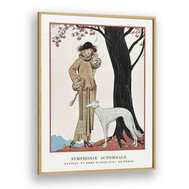 Autumn Symphony Mantle And Afternoon Dress (1922) George Barbier art painting Artwork in Oak Wood Plain Frame