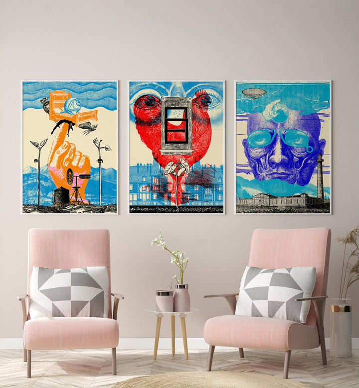 AWAKENINGS SET , SET OF 3 PAINTINGS