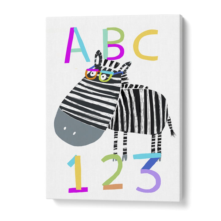 Abc And 123 Letters And Numbers With Zebra By Carla Daly Kids Room Art in Gallery Wrap