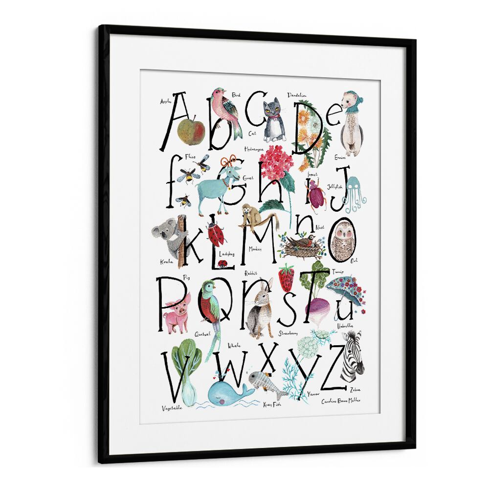 Abc Illustration By Caroline Bonne Muller Kids Room Painting in Black Frame With Mount