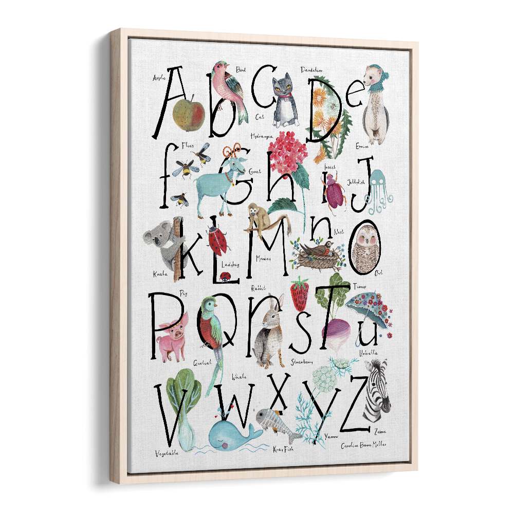 Abc Illustration By Caroline Bonne Muller Kids Room Painting in Oak Wood Floater Frame