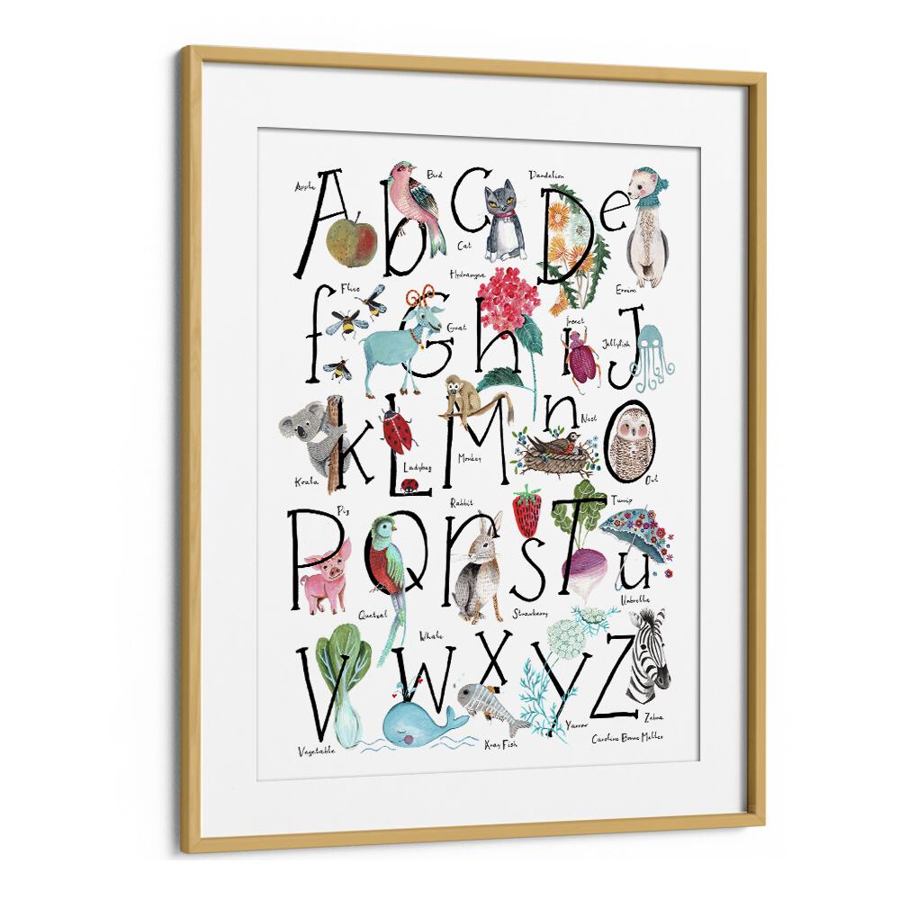 Abc Illustration By Caroline Bonne Muller Kids Room Painting in Oak Wood Frame With Mount