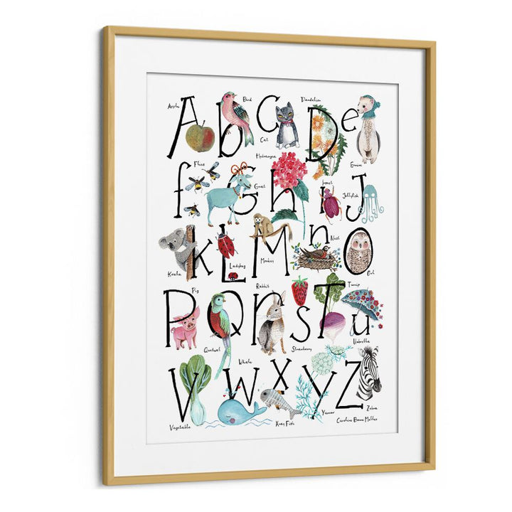 Abc Illustration By Caroline Bonne Muller Kids Room Painting in Oak Wood Frame With Mount