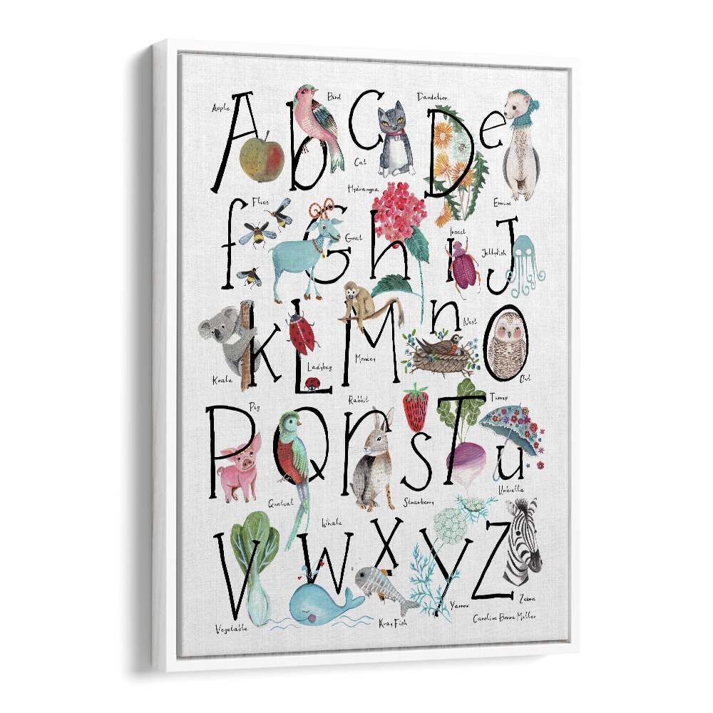 Abc Illustration By Caroline Bonne Muller Kids Room Painting in White Floater Frame