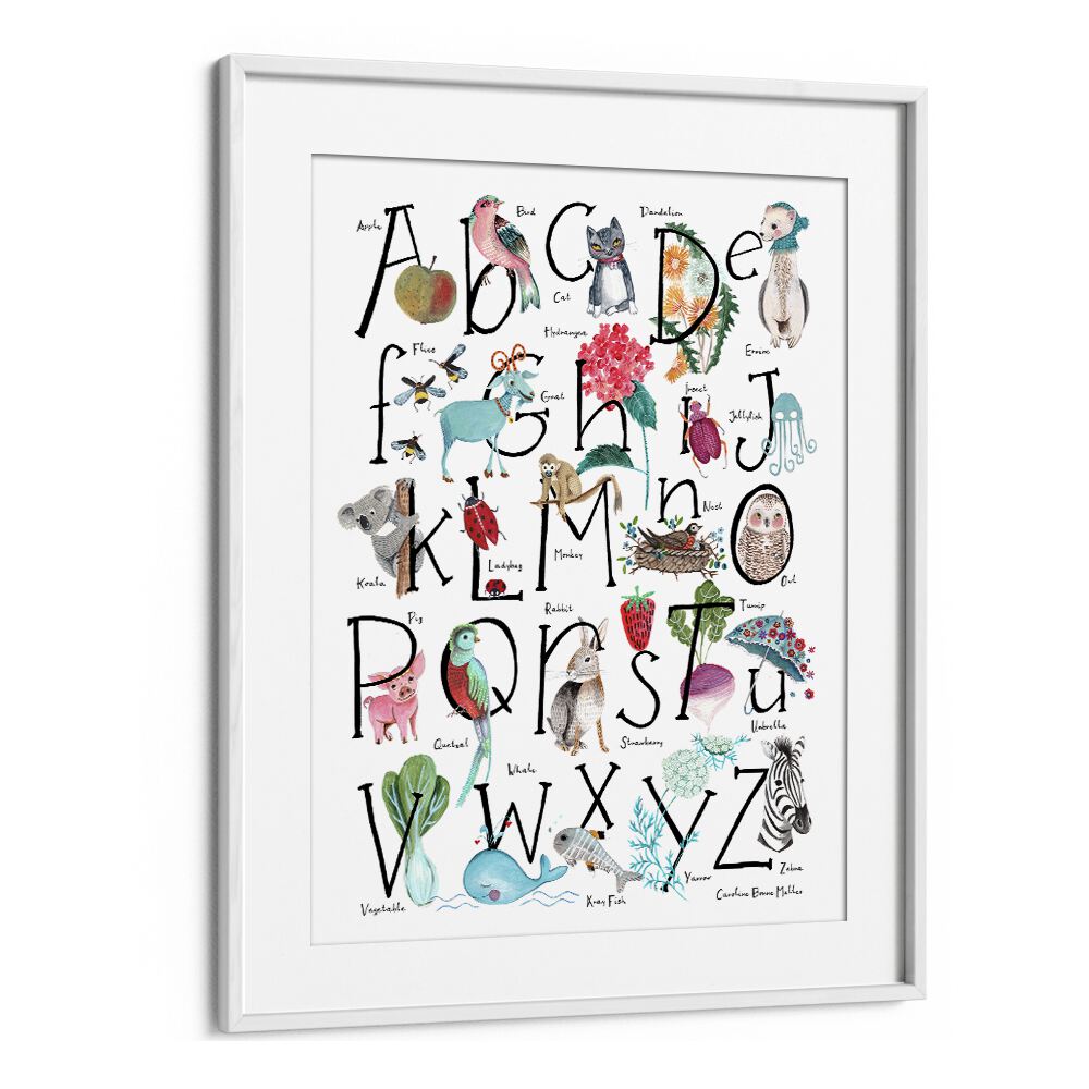 Abc Illustration By Caroline Bonne Muller Kids Room Painting in White Frame With Mount