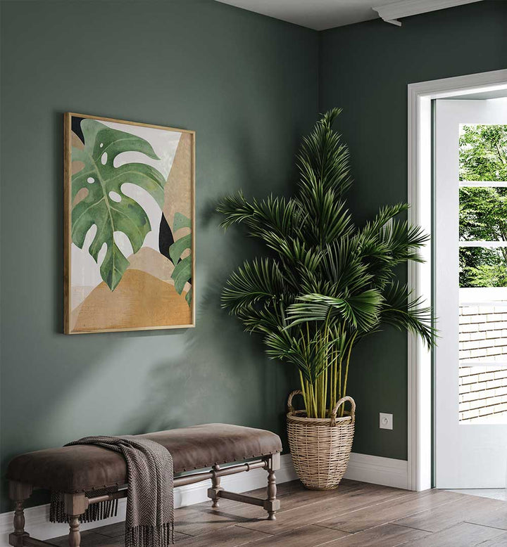 ABSTRACT ART TROPICAL LEAVES , BOHO ART PAINTINGS