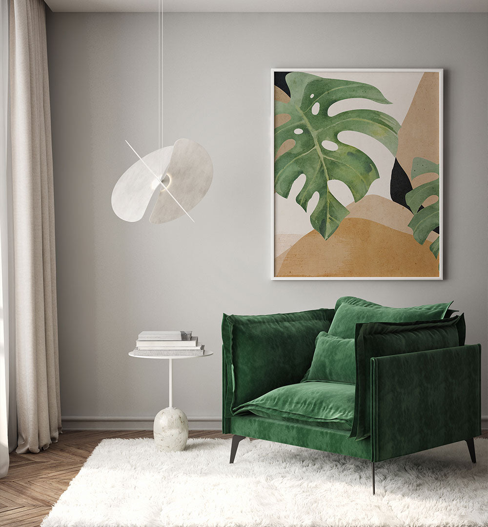 ABSTRACT ART TROPICAL LEAVES , BOHO ART PAINTINGS