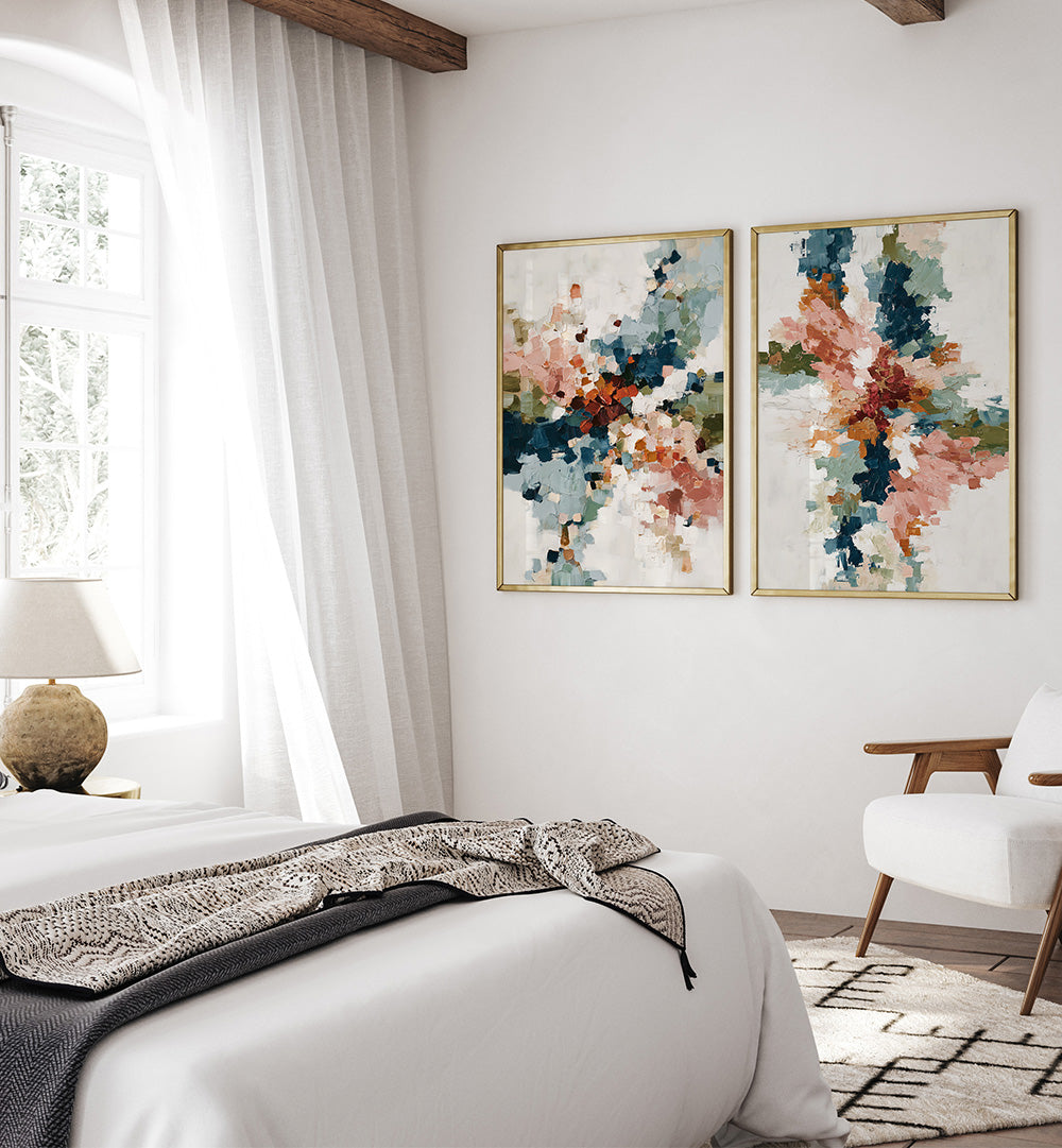 ABSTRACT BLOOM , SET OF 2 PAINTINGS
