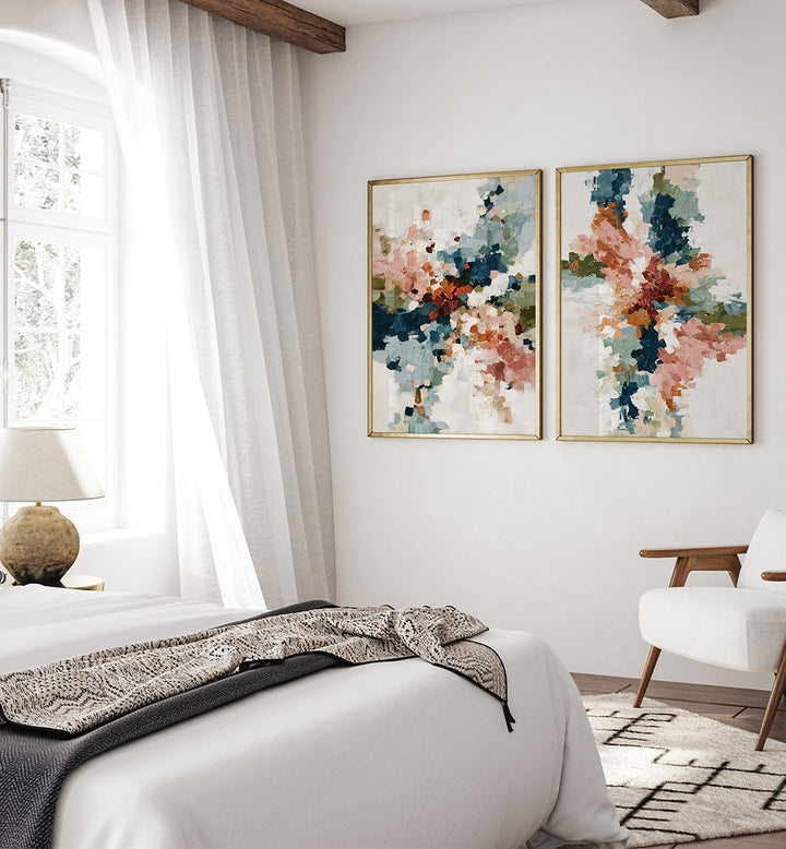 ABSTRACT BLOOM , SET OF 2 PAINTINGS