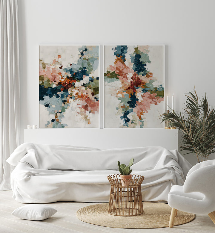 ABSTRACT BLOOM , SET OF 2 PAINTINGS