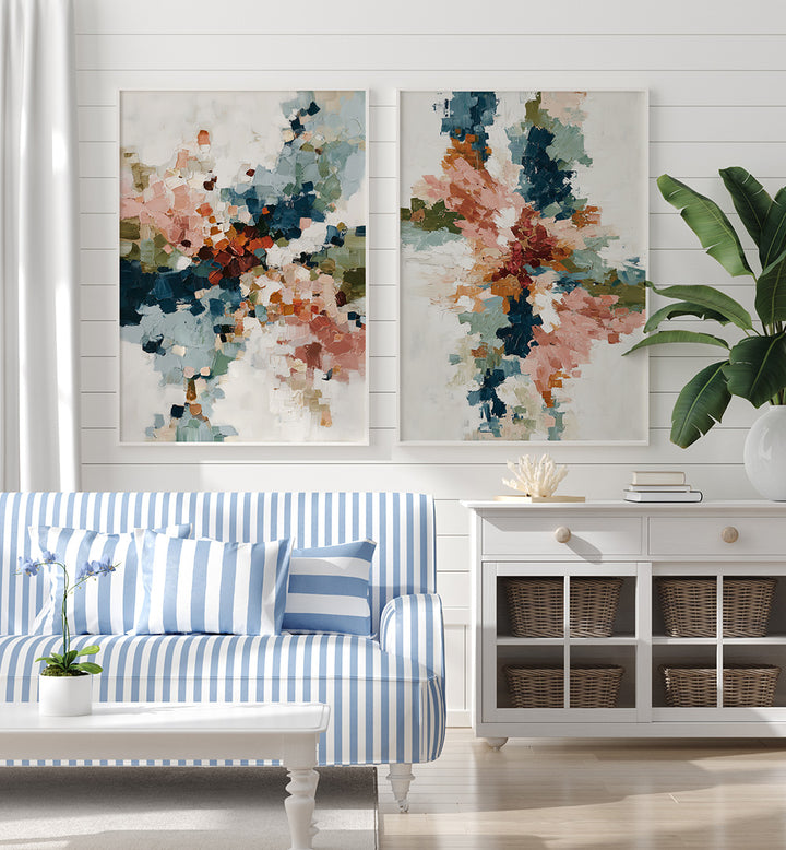 ABSTRACT BLOOM , SET OF 2 PAINTINGS