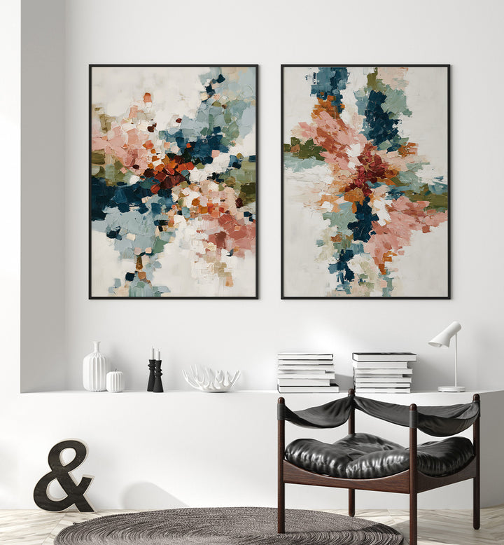 ABSTRACT BLOOM , SET OF 2 PAINTINGS
