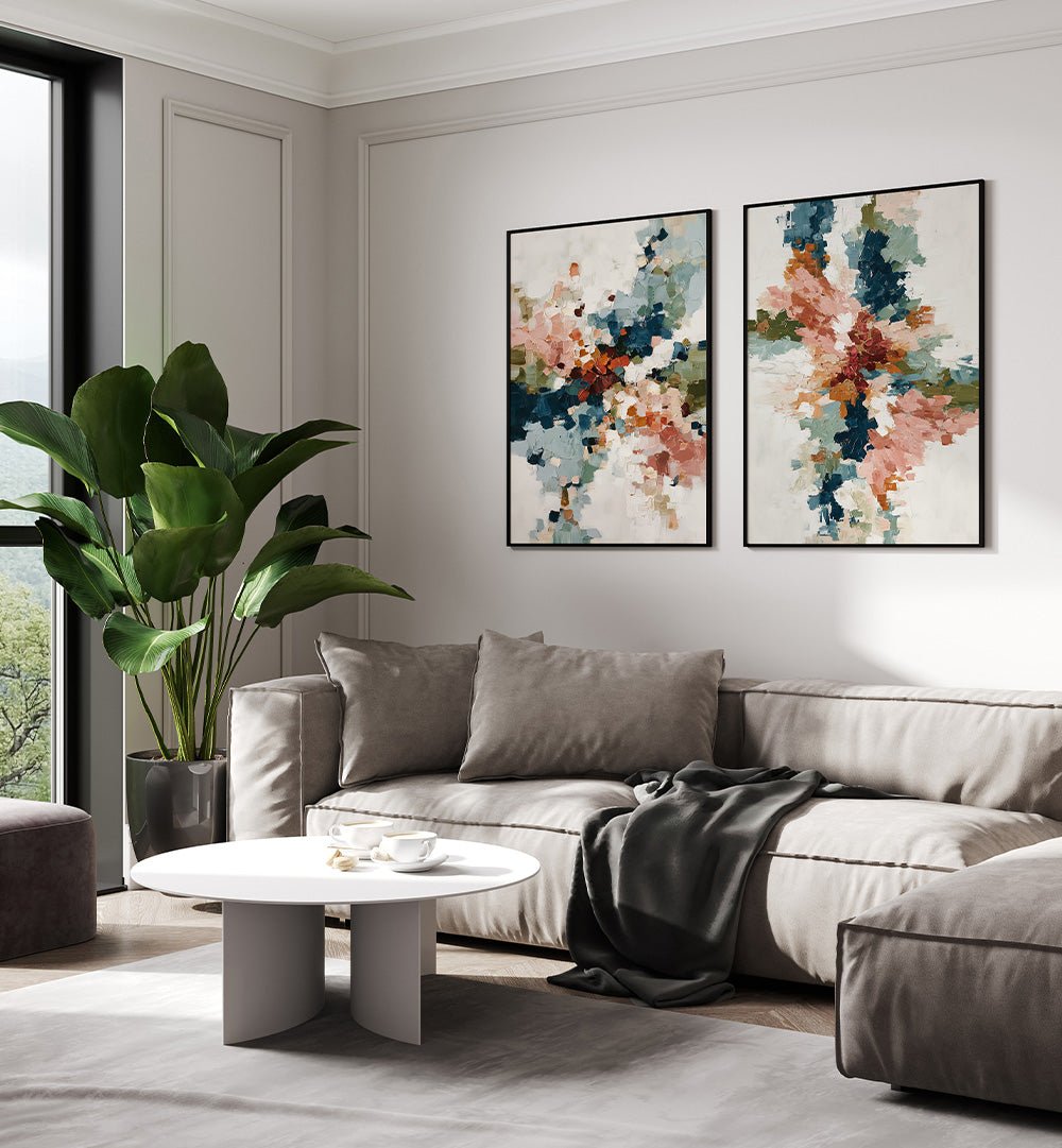 ABSTRACT BLOOM , SET OF 2 PAINTINGS