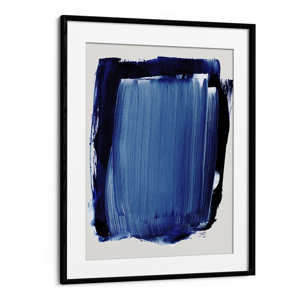 Abstract Blue White Brush Strokes By Mareike Bohmer Abstract Art Abstract Paintings in Black Frame With Mount