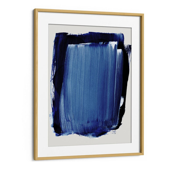 Abstract Blue White Brush Strokes By Mareike Bohmer Abstract Art Abstract Paintings in Oak Wood Frame With Mount