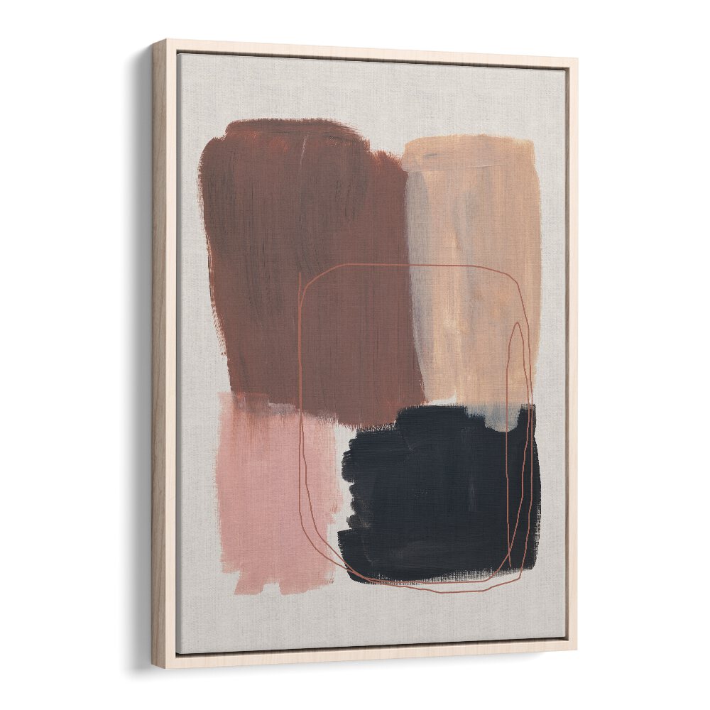 Abstract Brown Black Brush Strokes By Mareike Bohmer Abstract Art Abstract Paintings in Oak Wood Floater Frame