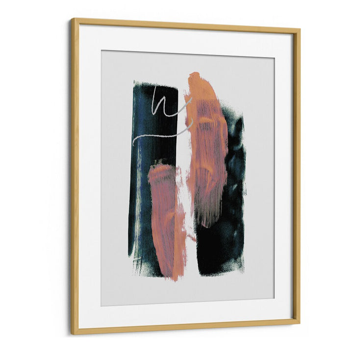 Abstract Brush Strokes Teal Green By Mareike Bohmer Abstract Art Abstract Paintings in Oak Wood Frame With Mount