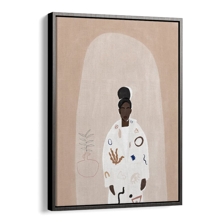 Abstract Jacket By Ivy Green Women Illustration Paintings in Black Floater Frame