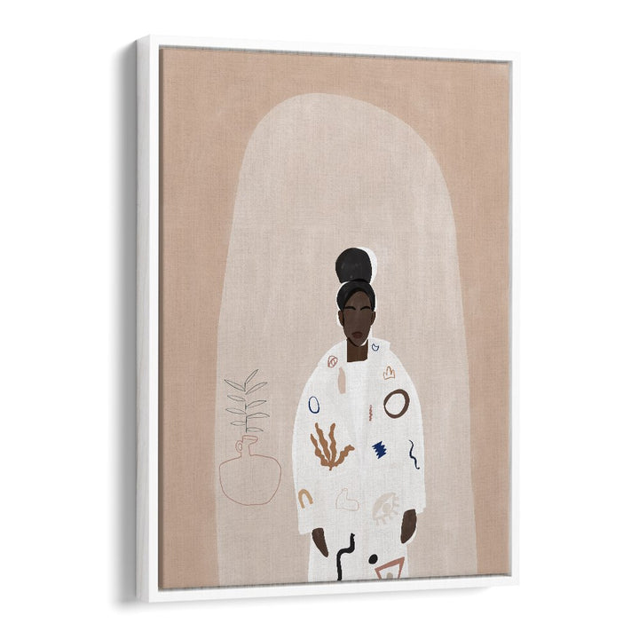 Abstract Jacket By Ivy Green Women Illustration Paintings in White Floater Frame