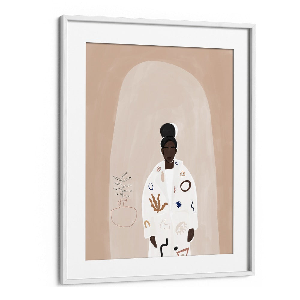 Abstract Jacket By Ivy Green Women Illustration Paintings in White Frame With Mount