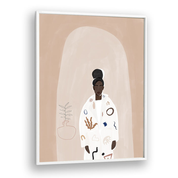 Abstract Jacket By Ivy Green Women Illustration Paintings in White Plain Frame