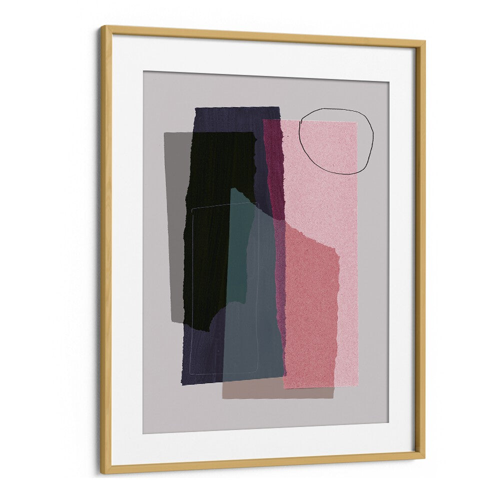 Abstract Pieces In Line By Mareike Bohmer Abstract Art Abstract Paintings in Oak Wood Frame With Mount