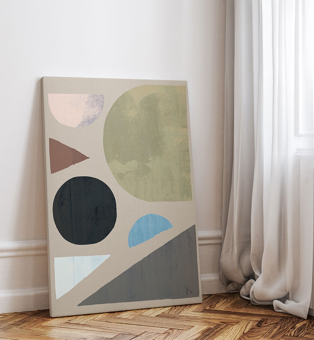 ABSTRACT SHAPES IN MUTED TONES I , GEOMETRIC ART PRINTS