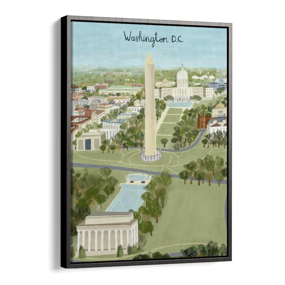 Aerial View of the Mall by Carla Daly Travel Posters in Black Floater Frame