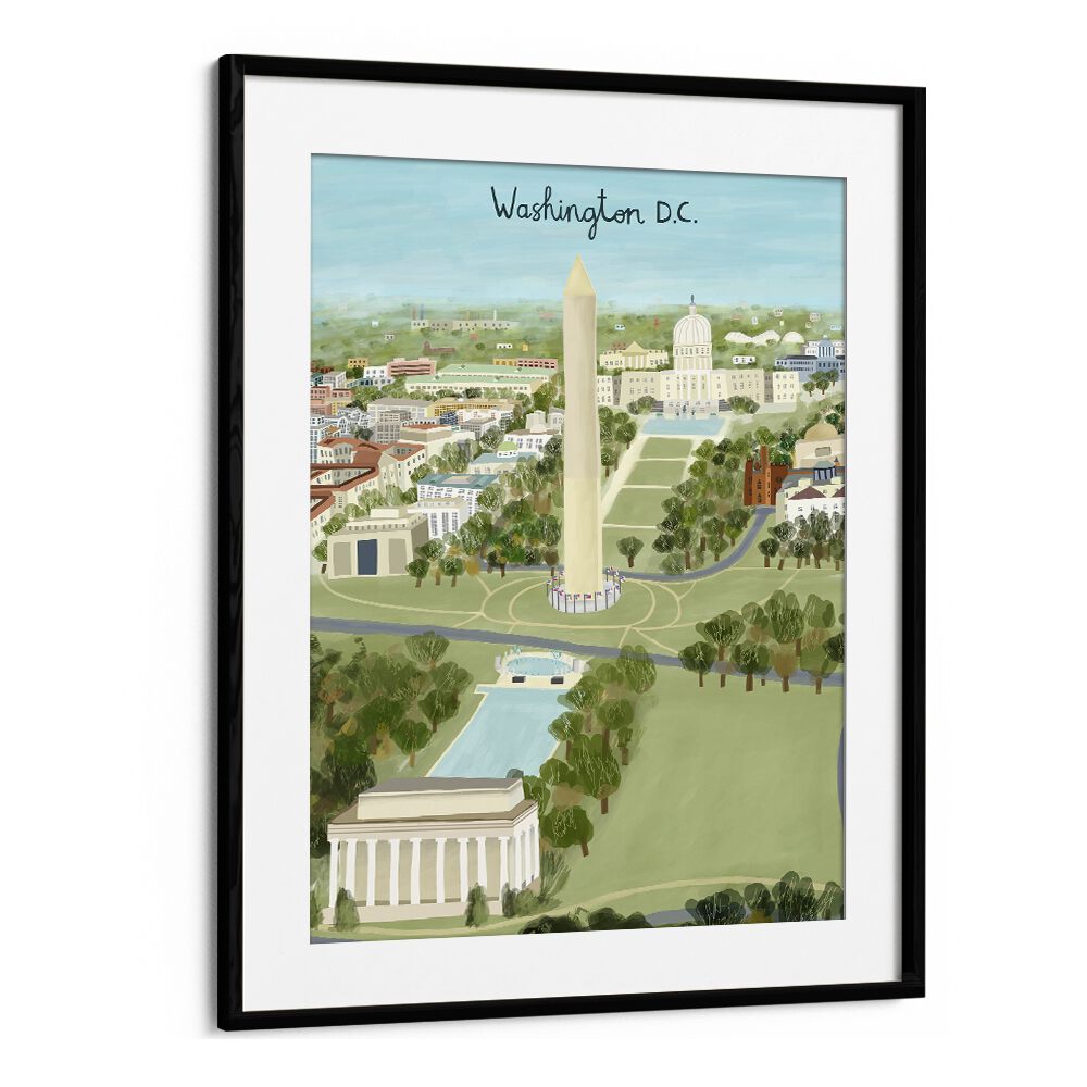 Aerial View of the Mall by Carla Daly Travel Posters in Black Frame With Mount