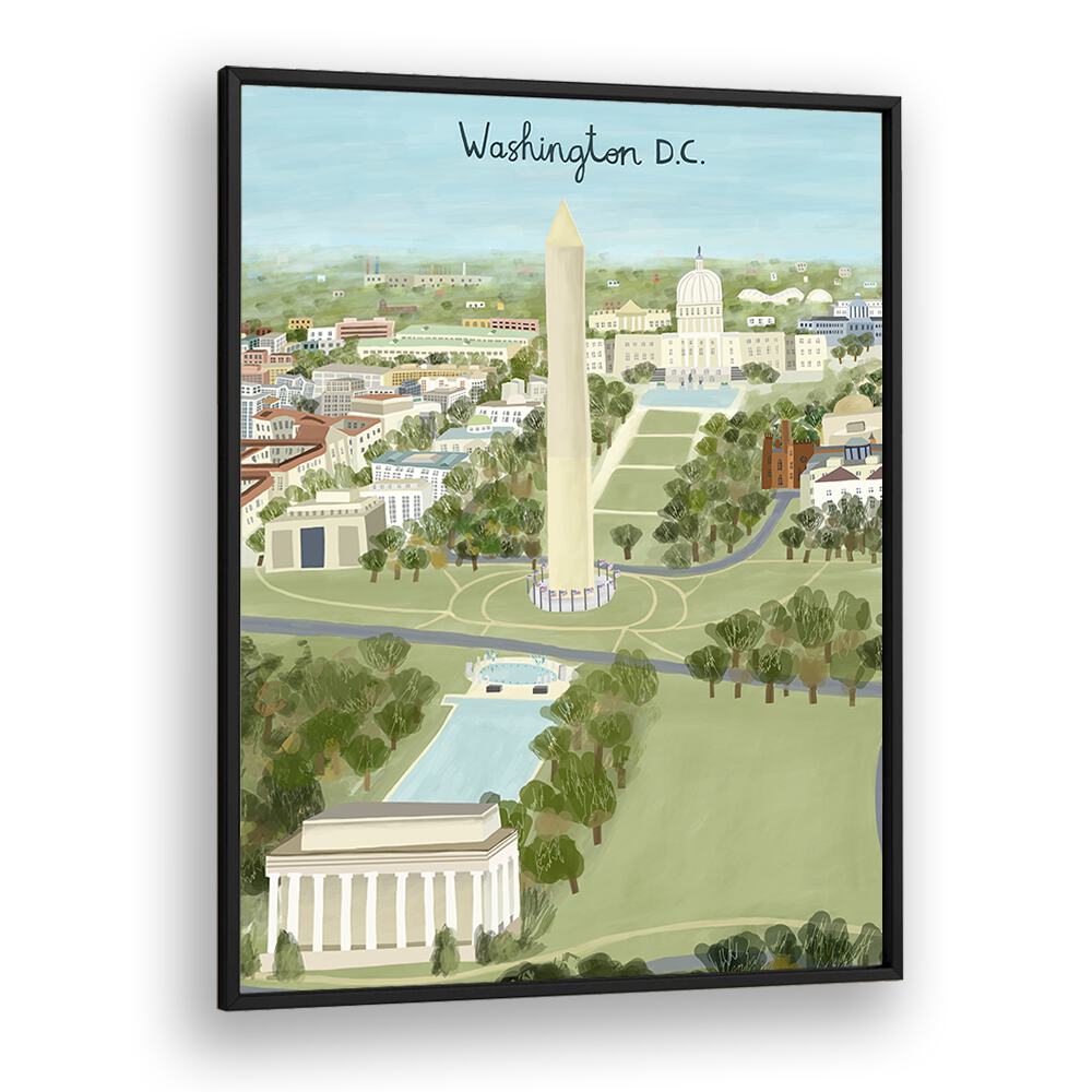 Aerial View of the Mall by Carla Daly Travel Posters in Black Plain Frame